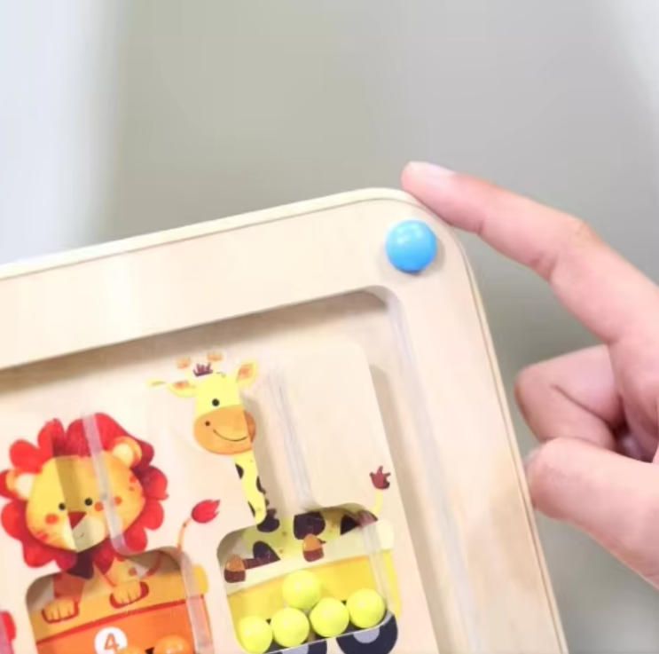 Magnetic Wood Ball Maze Challenge Preschoolers Early Education Puzzle Toy Children Aged 2-3 Focus Pen Control Training Age 6