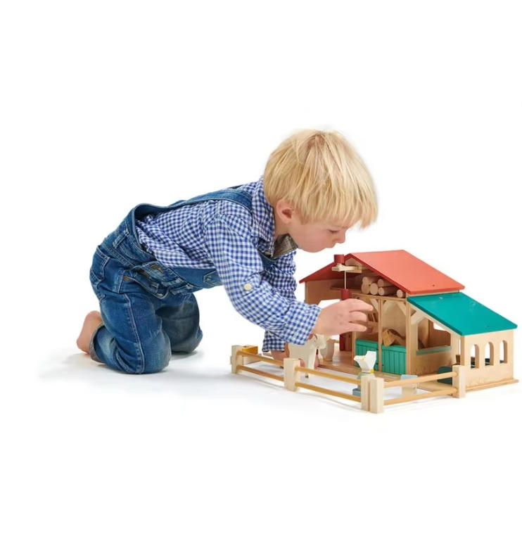 Kids Wooden Farm Toy Play Set Woodcrafts for Children