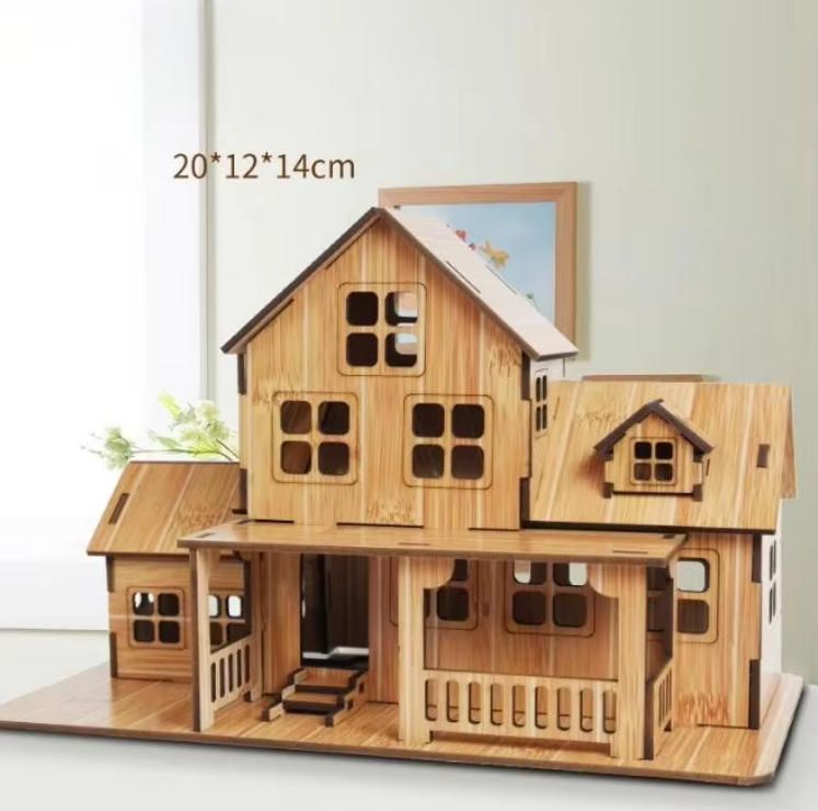Handmade Antique Architectural Model Toy House DIY Three-Dimensional Puzzle Board Children's Gift Woodcrafts