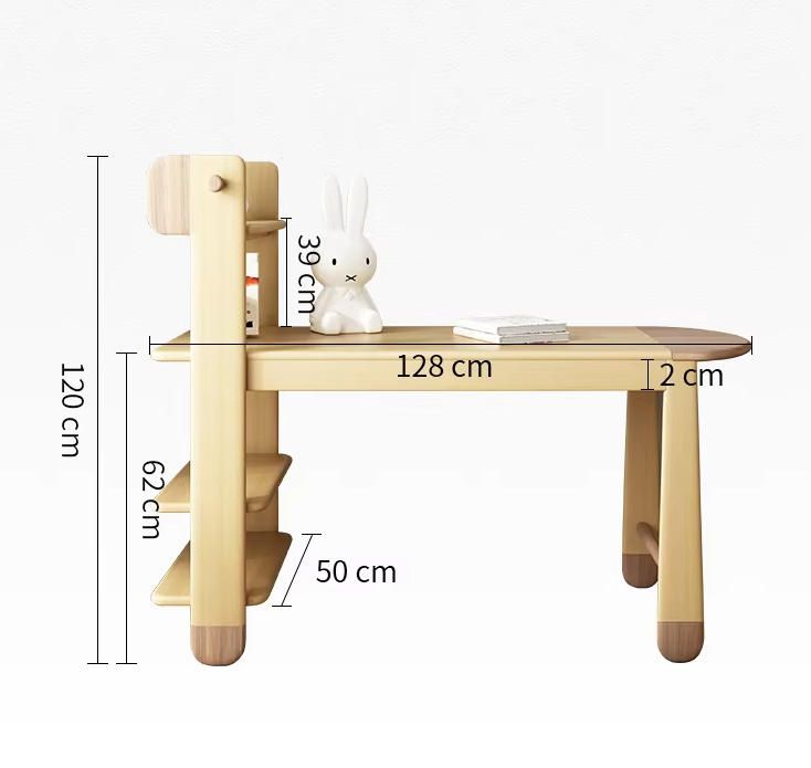 Children's Beech Wood Bookshelf Table and Chair Set for Learning in Bedroom or School Black Walnut Combined Table