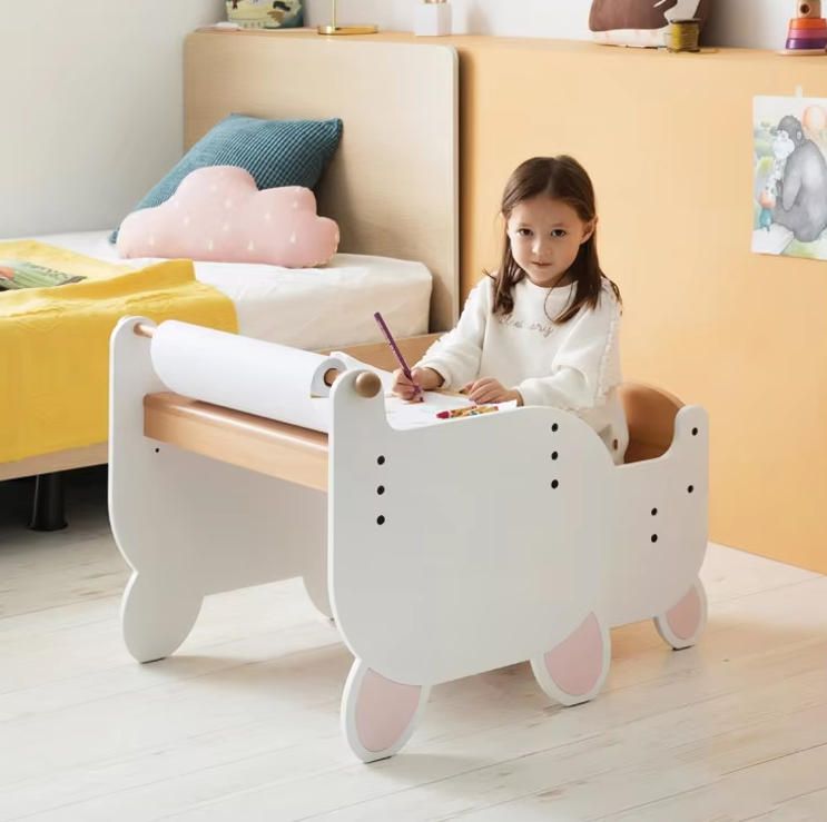 Solid Wood Writing Desk and Chair Set New Design Cartoon for Kindergarten and Primary School Students for Bedroom Use